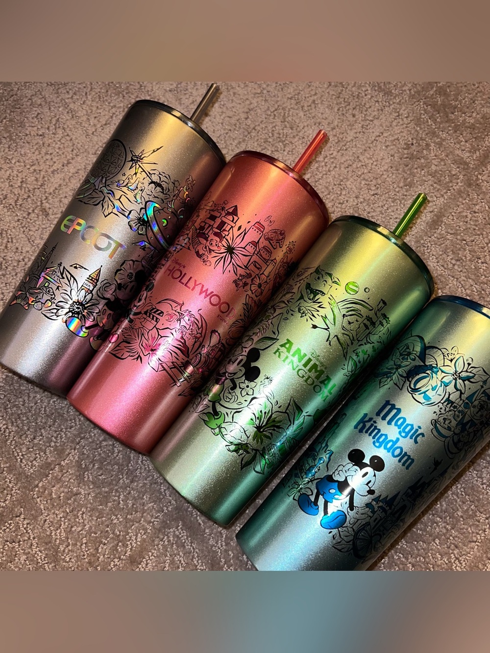 New 2023 Set Of 6 US Disney Parks Starbucks Park Icons Stainless Steel Tumblers
